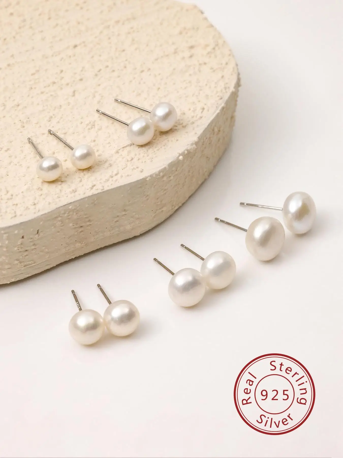 S925 Sterling Silver Freshwater Pearl Earrings, Fashionable Stud Earrings for Women & Girls, Trendy All-match & Exquisite Jewelry for Birthday Gift