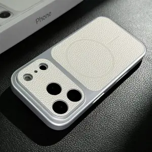 Phone Case - Brand new luxury, instantly upgrades to 17 series, white faux leather texture, supports wireless charging, compatible with iPhone 17 16 15 14 13 Pro Max Plus Air 17Promax, magnetic shockproof armor soft edge protective case
