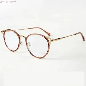 Blue Light Glasses - 2026 Trendy Round Cat Eye, Vintage Lightweight Metal Frame, Anti-Eyestrain Non-Prescription, Elegant Retro Style for Office & Daily Use
