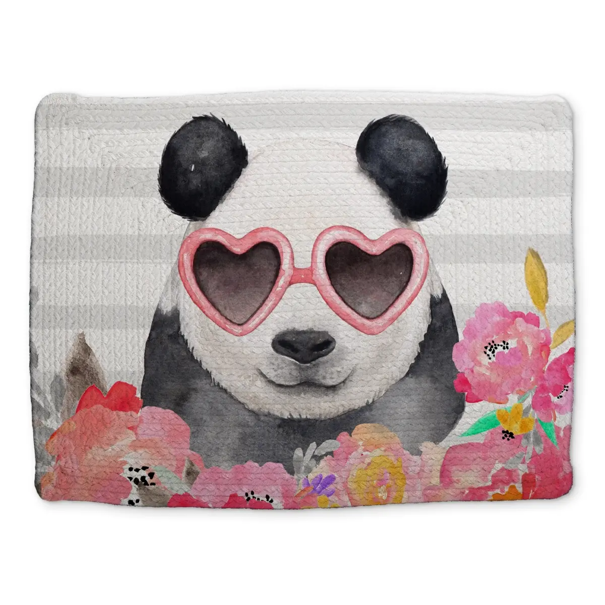 360 stand Cute Panda with Heart-Shaped Glasses Glass Placemat, 14x18 in, White Animal Home Decor, Lightweight Kitchen Tableware, Panda Art, Indoor, Rectangular