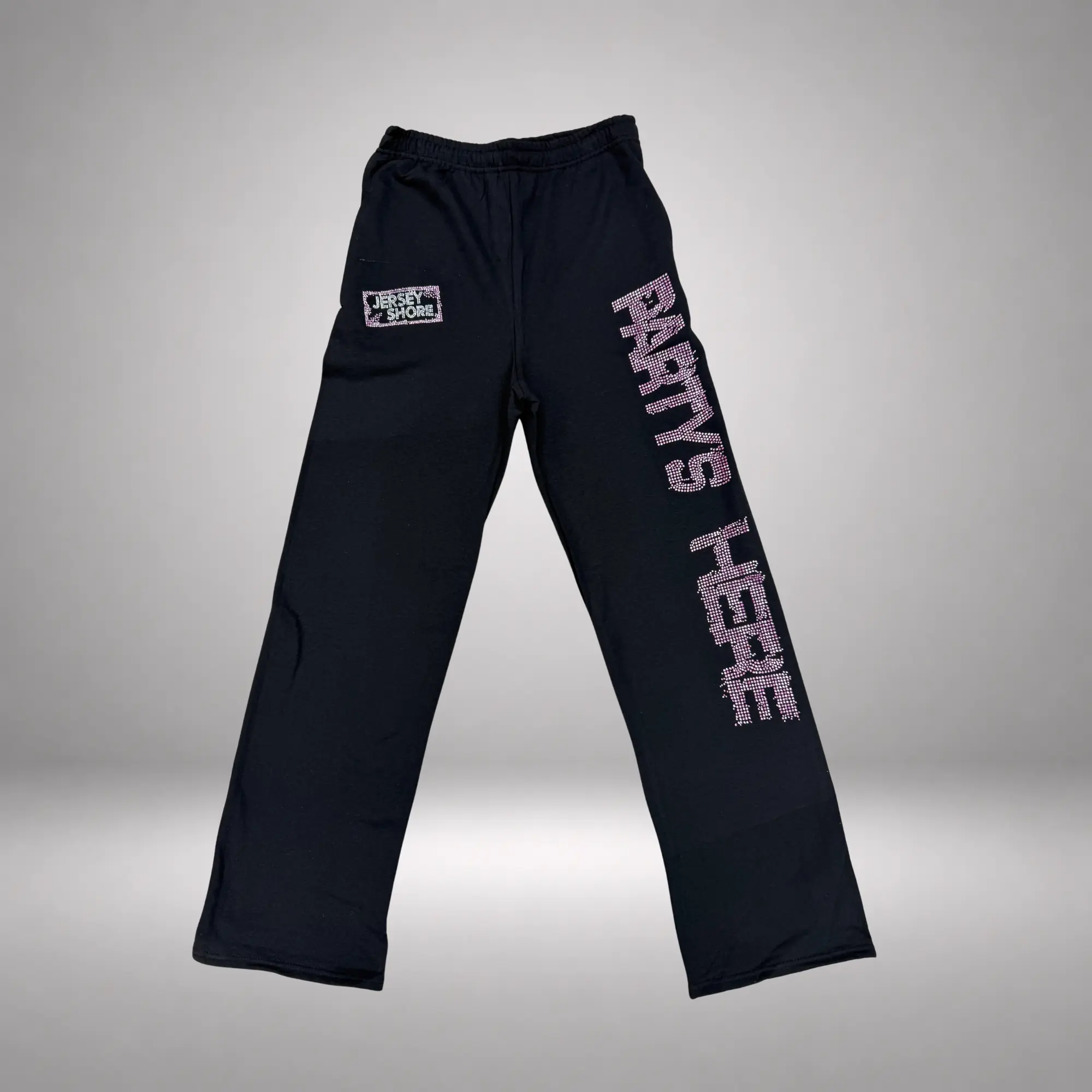 Pink Rhinestone Flare Sweatpants