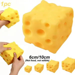Cheese Squishy Large Big Block Giant Cake Slow Rising Squeezable Stress Relief Sensory Toy Cube Yellow Rebounding Soft Fidget for Adults Novelty Rebound Ball Party Favors