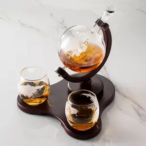 Globe Decanter Set with 2 Glasses in  Box -  decanter for , , Brandy, Gin, Rum, , , and Brandy -  Bar Accessories for Men and Women
