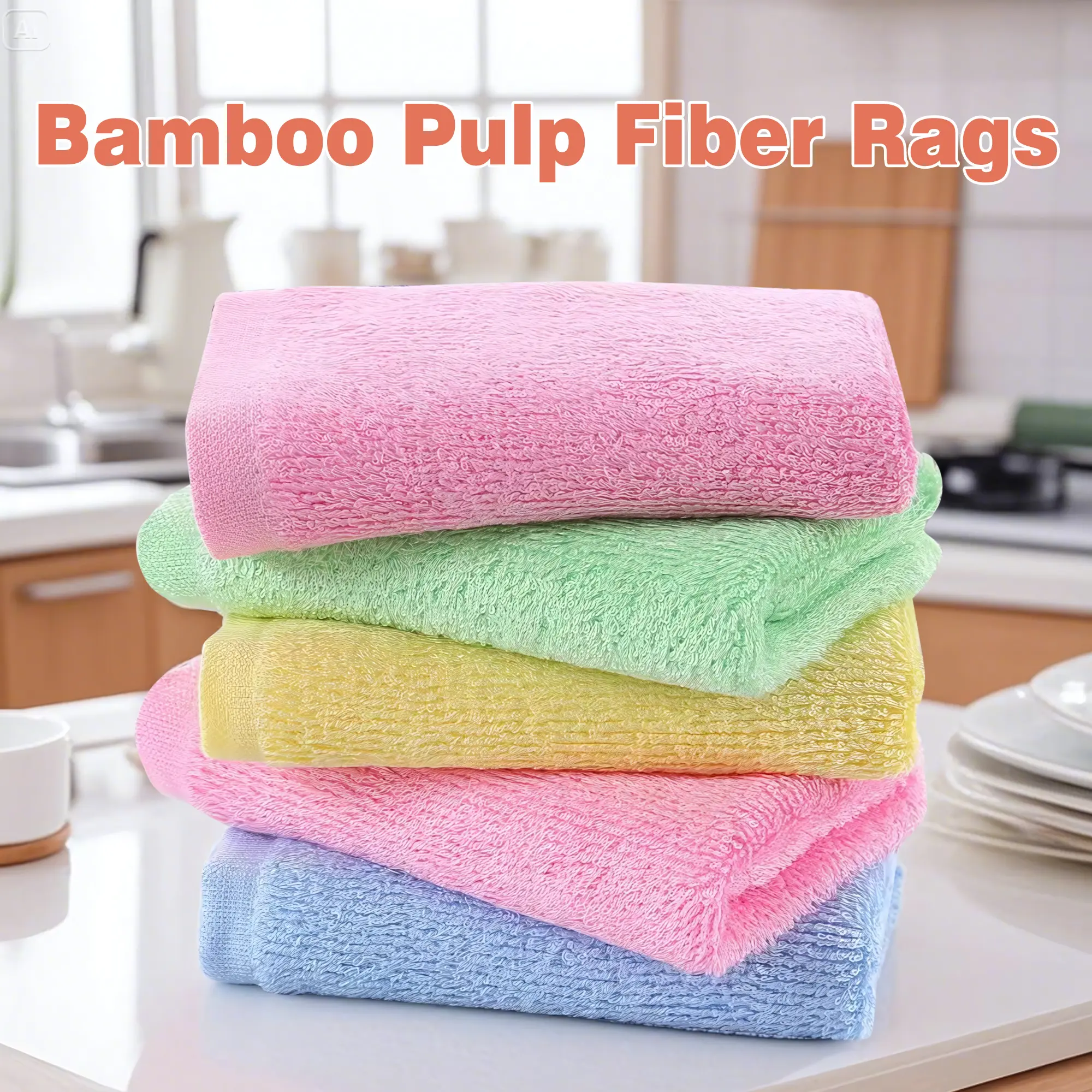 10-Count Chemical-Free Bamboo Fiber Cleaning Cloths - 9.8x9.8 in Absorbent Washable Bamboo Filament Hand Towels, Drying Cleaning Cloth Dishwasher Cleaners for Home Care Supplies, Baby Gentle Use