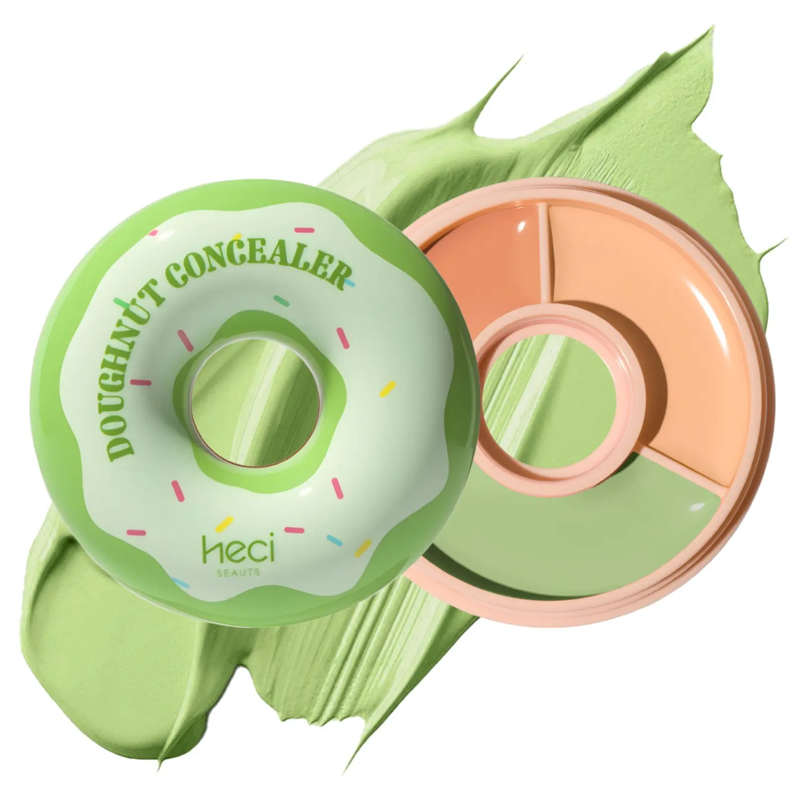 3-Color Color-Correcting Concealer Cream, Flawless Coverage, Peach, Covers Redness, Acne Scars, Uneven Skin Tone, Smooth Application