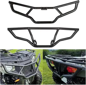 Front & Rear Brush Guard Bumper 2Pcs Compatible with 2014-2024 Polaris Sportsman Touring 570 450 HO Black Steel Bumper Protector Replacement for 2879714 2879715