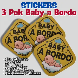 3 Pack Sticker Baby a Bordo | Bumper Sticker, Cars & Trucks Mexican Designs | Estampas para autos | baby on board, bebe a bordo, recien nacido