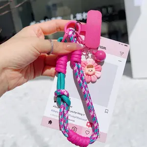 [Longsheng] Mobile phone lanyard wrist lanyard 2026 new flower pendant short rope high-end European anti-loss strap artifact phone case chain rope gasket clip lock