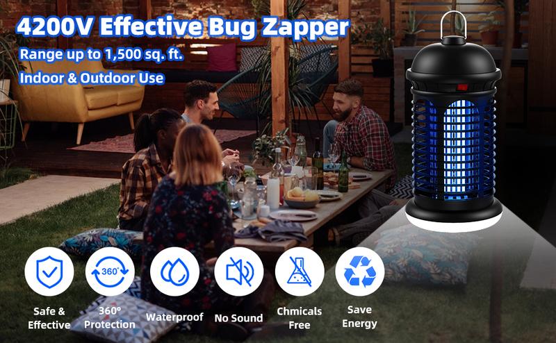 Electric Mosquito Zapper Outdoor Indoor, Bottom LED light Bug Zapper Fly Trap Insect killer for Summer Home, Backyard, Patio, Garden, New year and christmas gift