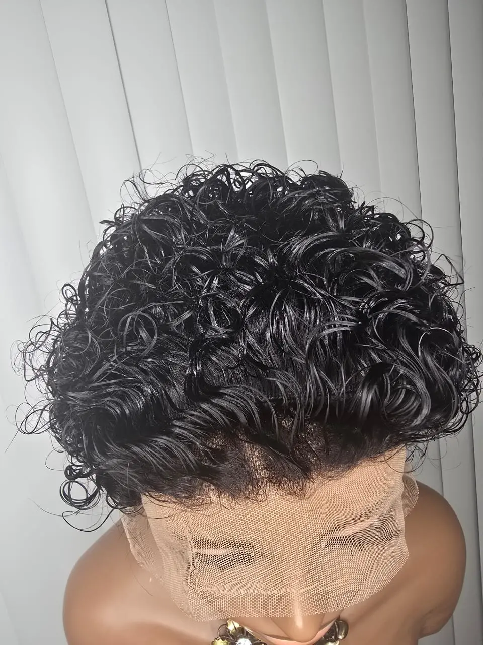 13x1 Short Pixie Curls 100% Human Hair Wig with Transparent Lace, Frontal Glueless Wig