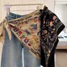 Boho Floral Print Triangle Scarf, Versatile Bandana for Neck, Waist & Layering, Retro Decorative Scarf for Daily Outfits