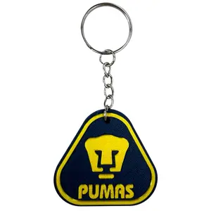 Llavero Pumas UNAM 3D Keychain Blue & Yellow Pumas Fan Keyring for Keys or Backpack | Liga MX Soccer Gift 3D Style 2x 1.5 in Llaveros de Futbol Mexico Keychains