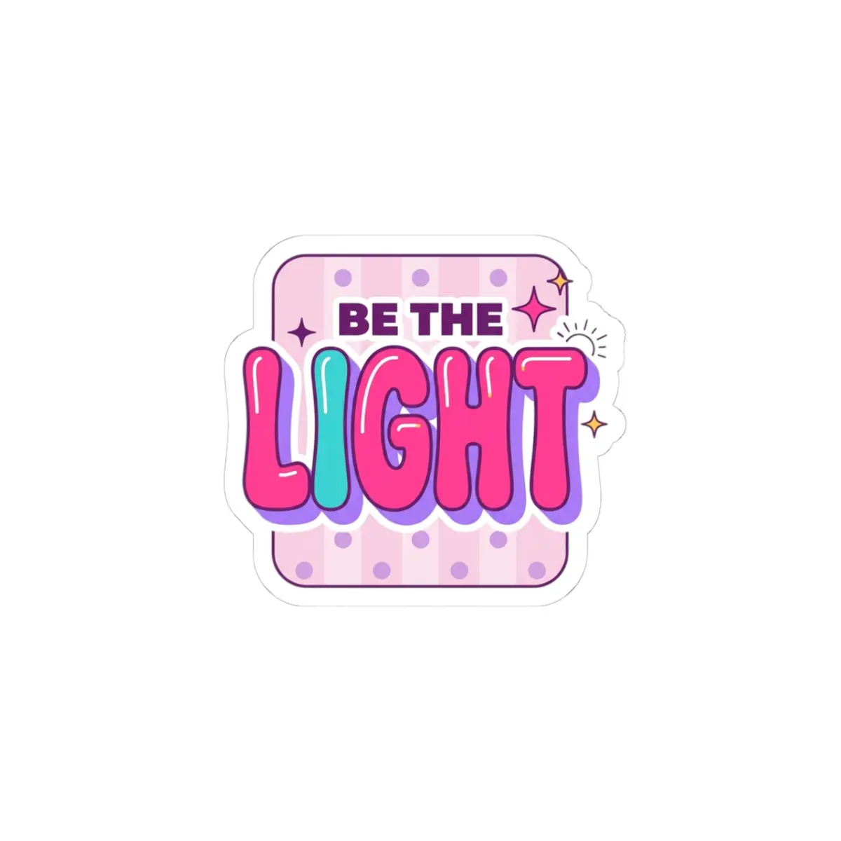 Be the Light Kiss-Cut Acrylic Sticker - Christian Faith Glossy Sticker with Permanent Glue, Environmentally Friendly Inks, Fade Resistant, Playful Vibe, Identity Design, Colorful Scripture Art, 4 Sizes for Scrapbooking & Stamping DIY Projects, Christian I