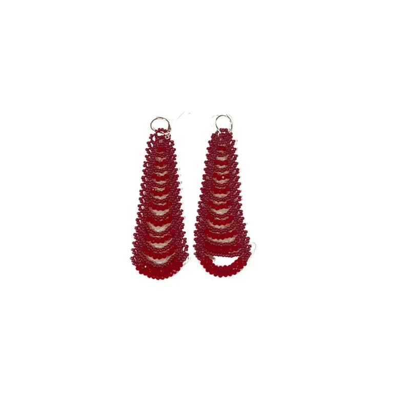 Ruby Red Beaded Earings