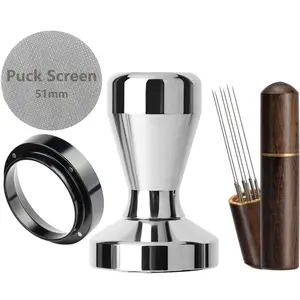 51mm Espresso Tamper Accessories Kit Coffee Tamper Set Barista Tools Fits 51mm Portafilter Espresso Coffee Machines