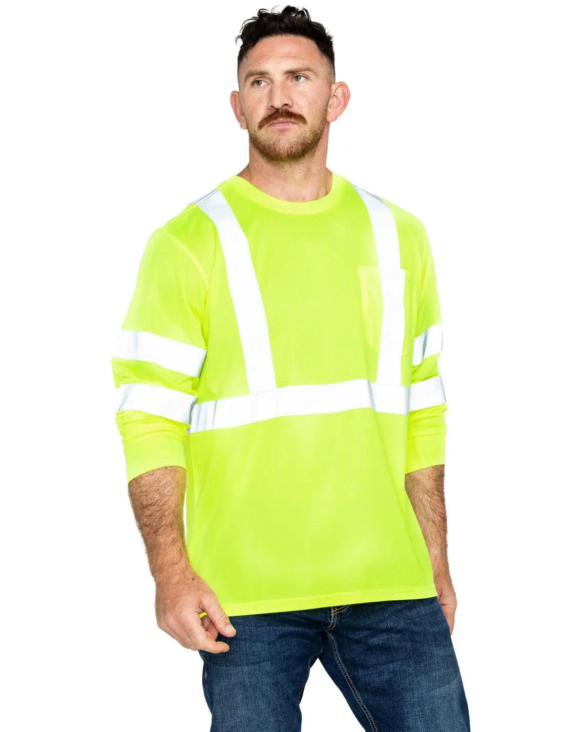 Hawx Men's Men'S Hi-Vis Reflective Long Sleeve Work Tee Big And Tall - Hhv104x-Ylw