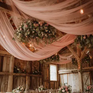 One piece of dusty pink draped tulle, a semi-transparent stage backdrop fabric, suitable for weddings, Wedding party backdrop, photography backdrops, indoor and outdoor use, available in three sizes