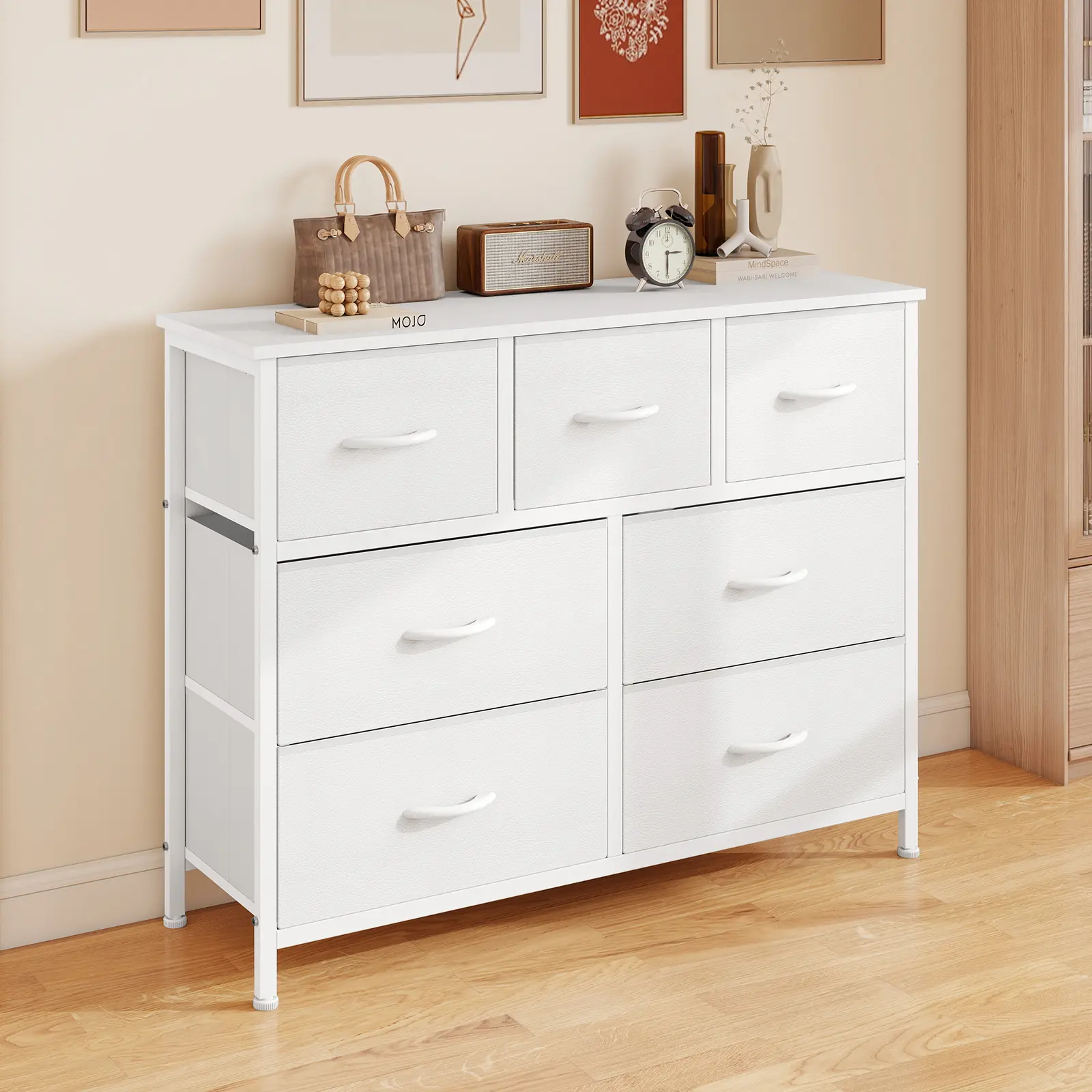 DUMOS 7-Drawer Fabric Dresser - Multi-Functional Indoor Furniture, Modern Storage Cabinet, Drawer Storage Cabinet, Dresser for Bedroom, TV Stand, Bedside Table with Shelves & Home Decor