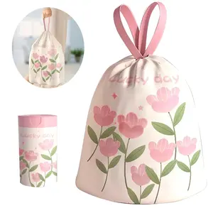 15 Pcs Trash Bags with Drawstring, Tearing-Free Design, Ideal for Bathroom, Office, Home, Bedroom, Floral Print, Durable & Convenient, Waste Bags, Home Supplies