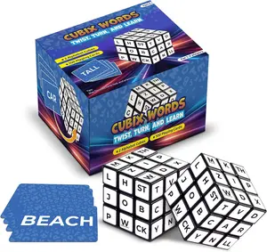 Wordix Words Alphabet Cube Puzzle Game – 2 Rotating Letter Cubes with 100 Playing Cards – Educational Spelling & Vocabulary Learning Game for Kids Ages 8+