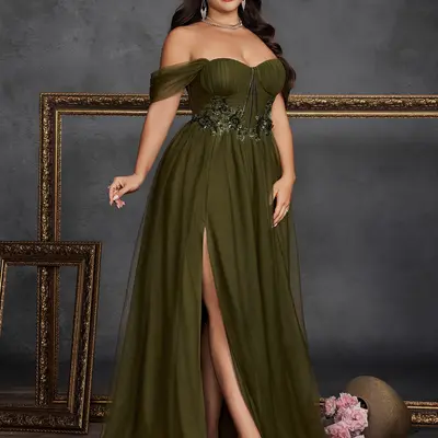 blue dress elegant Ink Blue Strapless Sparkle Stretch Satin Gown With Lace-Up Back