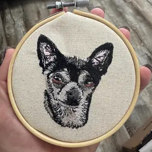 Chihuahua Dog Machine Embroidered and Framed!  Unique Canine Charm Tabletop Decor for Home or Office! Other Designs and Breeds Available!
