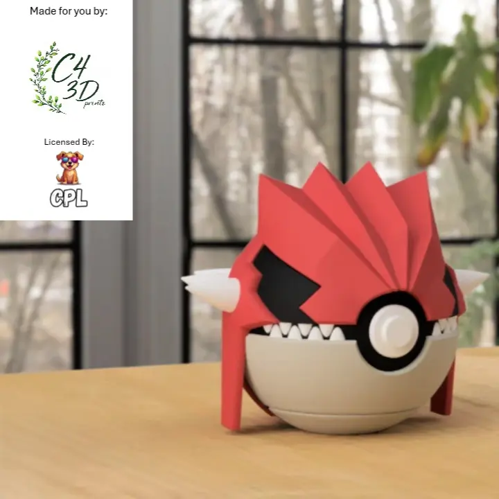 Groudon Ball - 1st Print - High-Quality PLA, 3D Printed Pokeball Figure