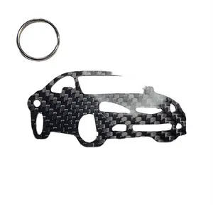 Carbon Fiber keychain for Acura RSX (2002-2006) Inspired Keychain Lanyard 3d front stance view Glossy Twill