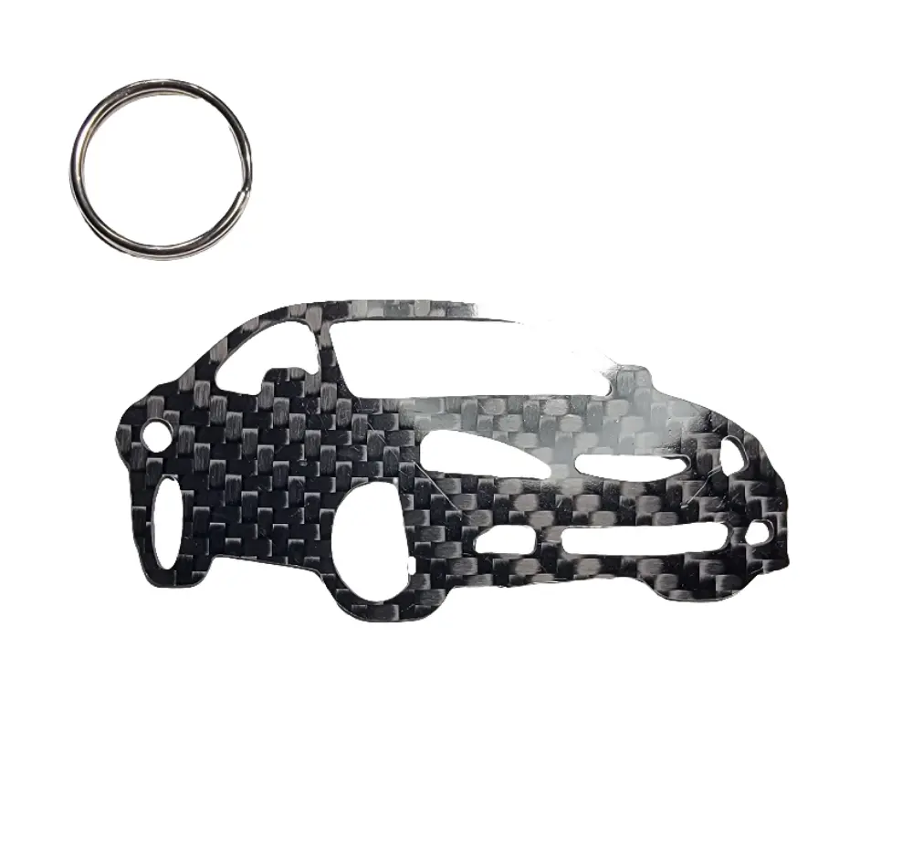 Carbon Fiber keychain for Acura RSX (2002-2006) Inspired Keychain Lanyard 3d front stance view Glossy Twill
