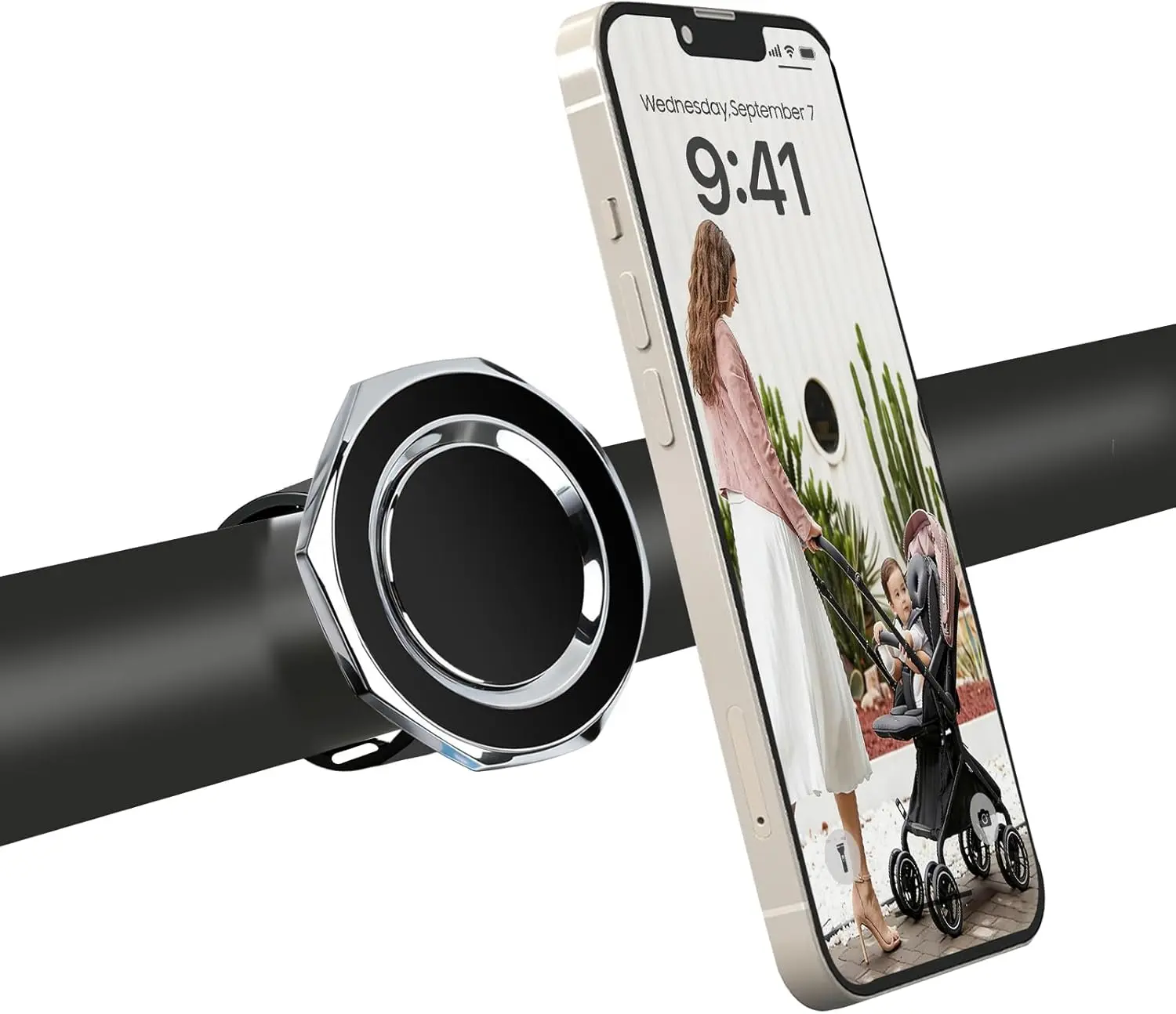 Stroller Phone Holder Compatible with Uppababys,Gracos,Bugaboos - Strong Magnetic Stroller Phone Mount,Compatible with MagSafes,Adjustable Silicone Strap,Fits for iPhone 12–17 & Android, Accessories, Smartphone, Mobile