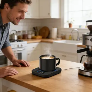 ISUNMEA Coffee Mug Warmer, Smart Candle Warmer, Electric Cup Warmer with Aluminium Metal Panel for Office, Desk Accessories, Electric Beverage Warmer for Cocoa, Milk, Coffee Gifts for Dad