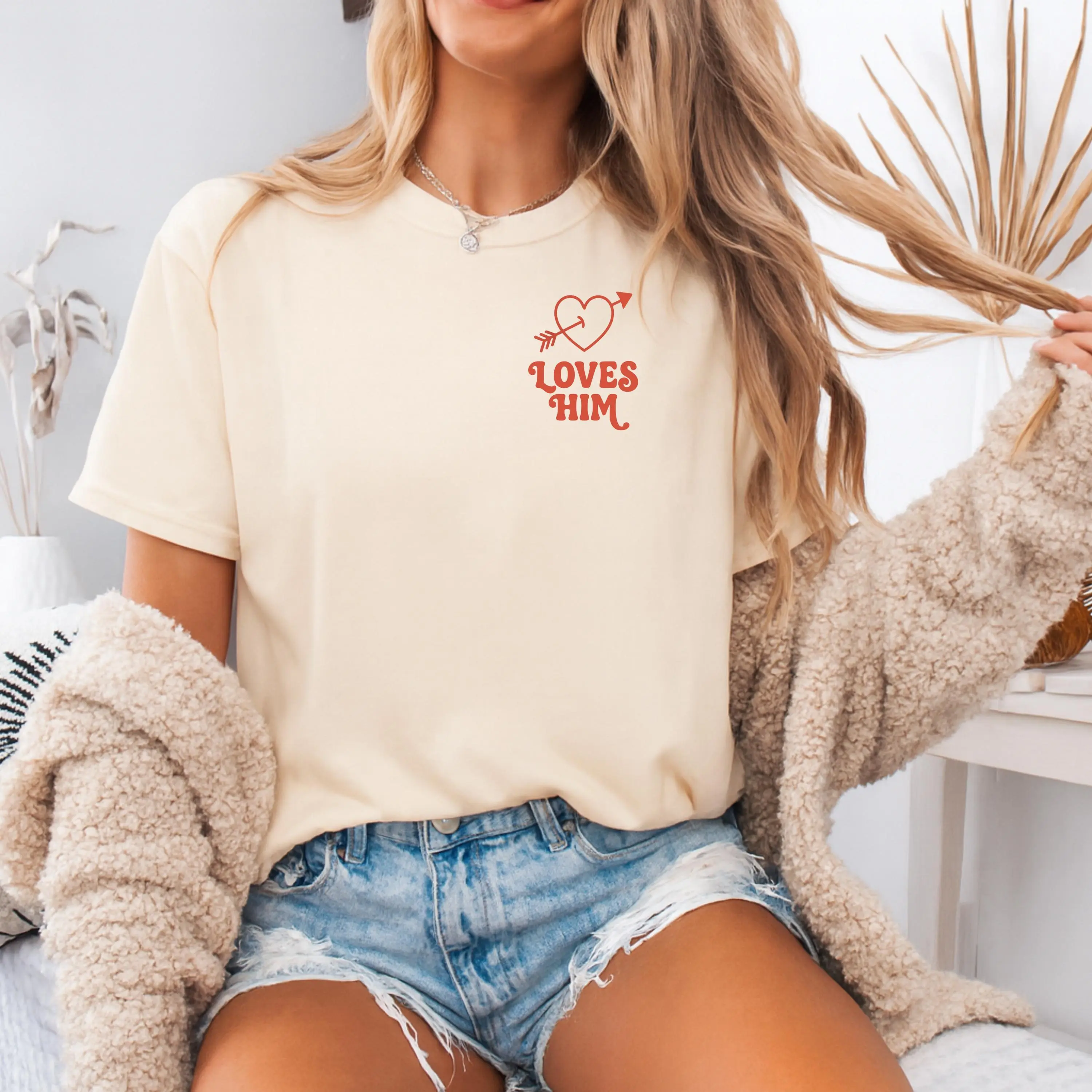 Loves Him Shirt, Couples Matching Tee, Heart Arrow Graphic