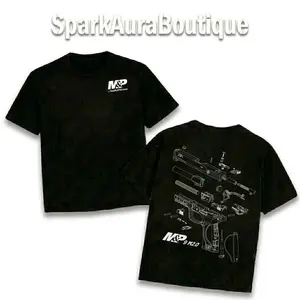 Smith Wesson M&P 9 M2.0 Exploded View T-Shirt, Tactical Apparel with Full Colour Print, Perfect for American Gun Fans, Classic Style Gift for Dad, Menswear.