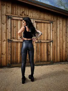 DDD RIBBON FAUX LEATHER LEGGINGS