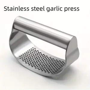 Stainless Steel Garlic Press Ring, Manual Garlic Mincer, Home Use Curved Garlic Crusher, Handheld Garlic Grinder, Kitchen Gadget