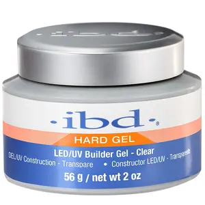 ibd Hard Gel, LED/UV Builder Gel - Clear, Strong Acrylic Finish, Perfect for Nail Extensions, Sculpting & Overlays, Professional Quality, 2 oz, 1-pack