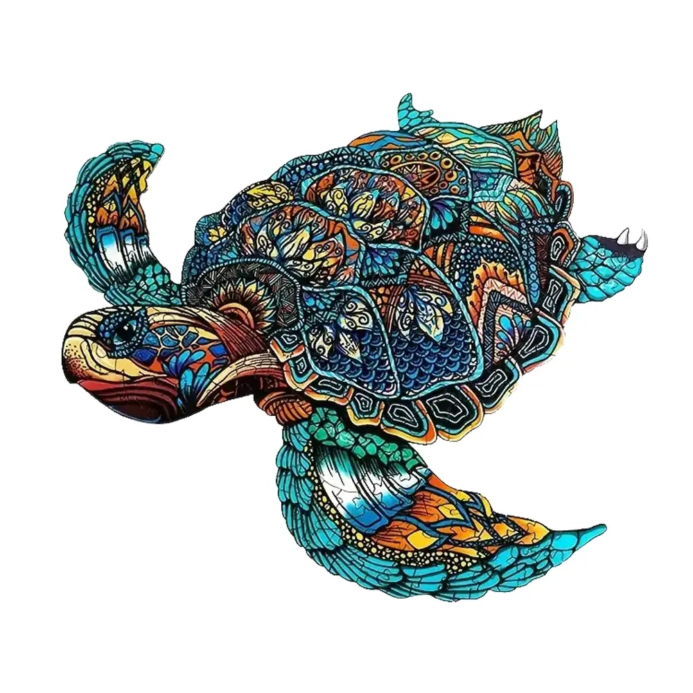 Adult Children Wooden Puzzle Game, Turtle Puzzle, Creative Puzzle, Wooden Jigsaw Puzzle with Elegant Gift Packaging, Unique Shaped Pieces, Best Family Game, Intermediate Skill Level