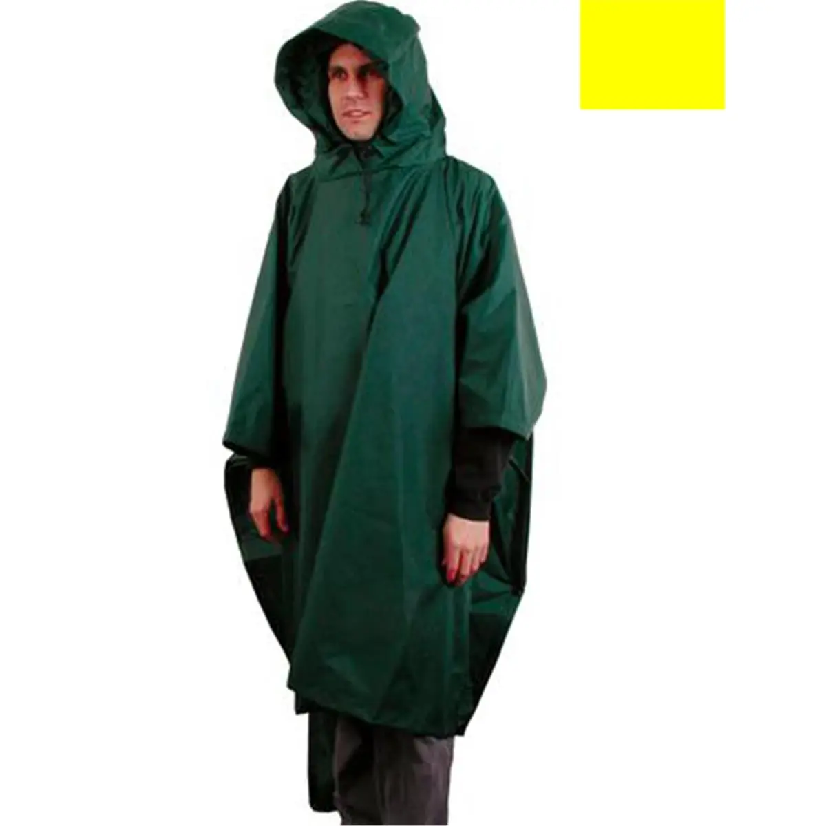 212 MAIN High Visibility Waterproof Vinyl Pullover Poncho Wrap, Unisex Long Solid Loose 52"x80" All Seasons Work Safety Rain Gear for Outdoor Work, Hiking - Yellow, Large Size