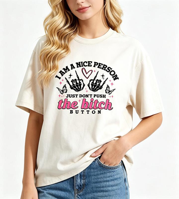 Women's Sassy Skeleton Cotton T-Shirt - Funny Attitude Quote, Vintage Acid Wash Print, Breathable Fabric, Oversized Short Sleeve Crew Neck Casual Beach Top