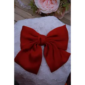 Burgundy Flowy Rhinestone Hair Bow
