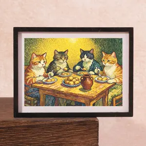 Funny Cat Refrigerator Magnet, Mini Photo Frame Fridge Magnet, Dinner Theme Cat Magnet, Decoration, Perfect Gift for Living Room, Study, Bedroom, Dining Room