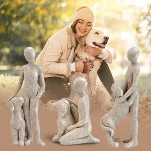 These adorable and creatively designed dog sculptures showcase the heartwarming interaction between humans and dogs, making them excellent home decorations. They are suitable for various locations such as offices, living rooms, and bedrooms.