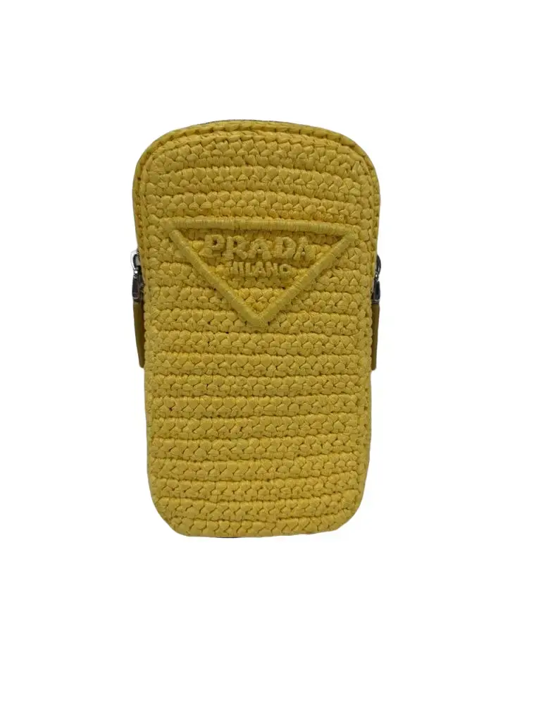 Pre-owned PRADA Raffia Crossbody Bags Yellow Mini Bag P26071824