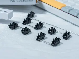 GATERON Low Profile Plate Mounted Stabilizer, Black Housing with Silver Balance Wire, for 60% Low-Profile Mechanical Keyboards (Full 60% Set)