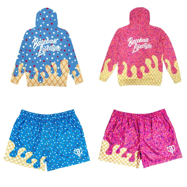 Baseball Lifestyle 101 Ice Cream Mesh Shorts | Youth & Adult Shorts | Lightweight Breathable Summer Sportswear | Back-to-School Gift