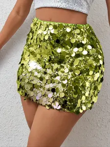 Crystal Sequin Mini Skirt Women's - Sexy Bodycon Beach Party Skirt Short Bottom Womenswear