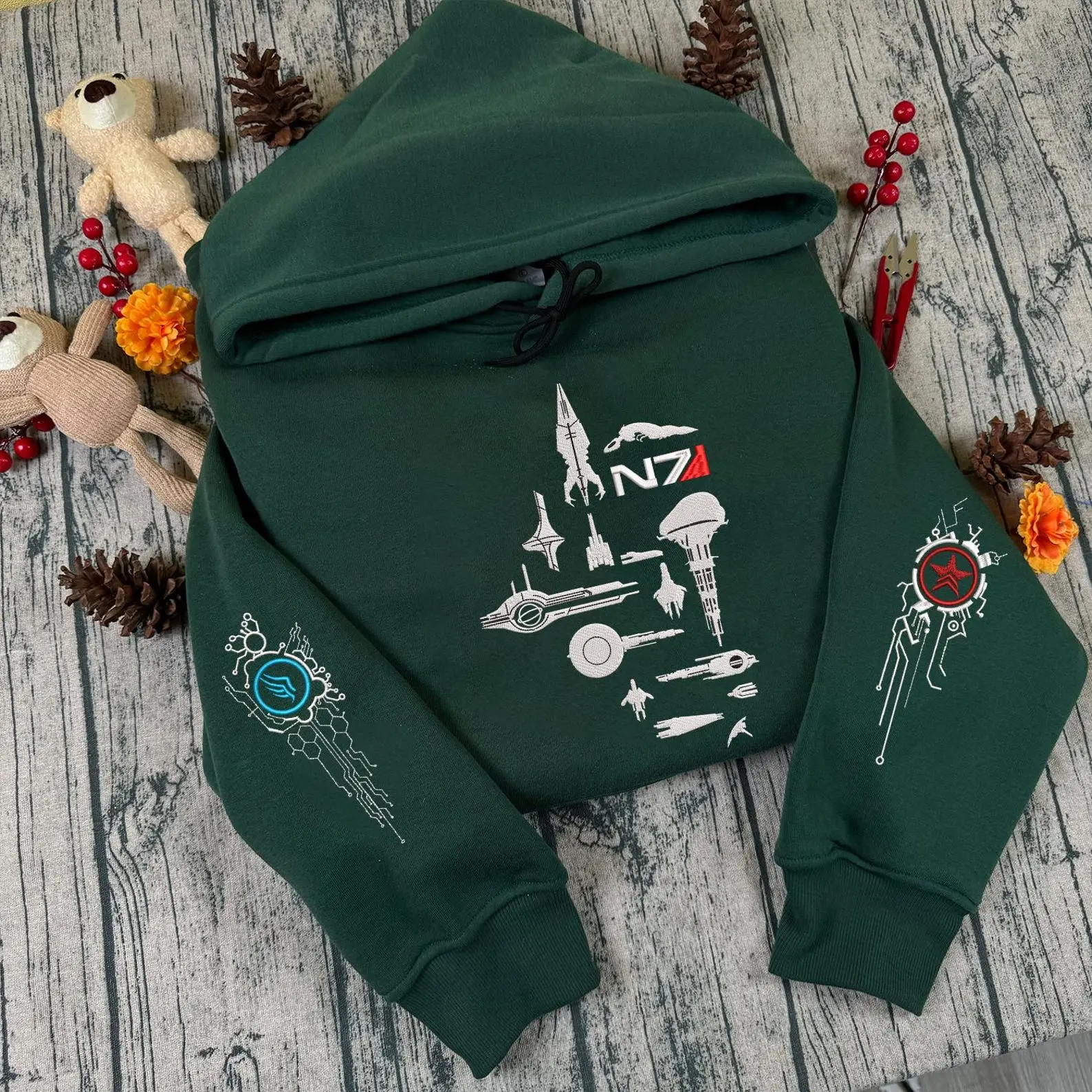 Starships Mass Effect Embroidered Hoodie And Sweatshirt, Paragon Renegade Quarterzip, Mass Effect N7 Shirt, Gaming Merch, Video Game Gift