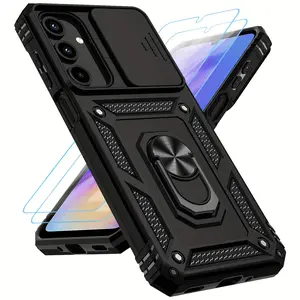3PCS [1 Shockproof Phone Case with 2X Clear Screen Protectors] Case with a Stand, a Camera Cover Specifically for The Samsung Galaxy A16 A15 A14 A35 A34 A36 A54 A55 A56 S26 S25 S24 S23 FE S25 Edge