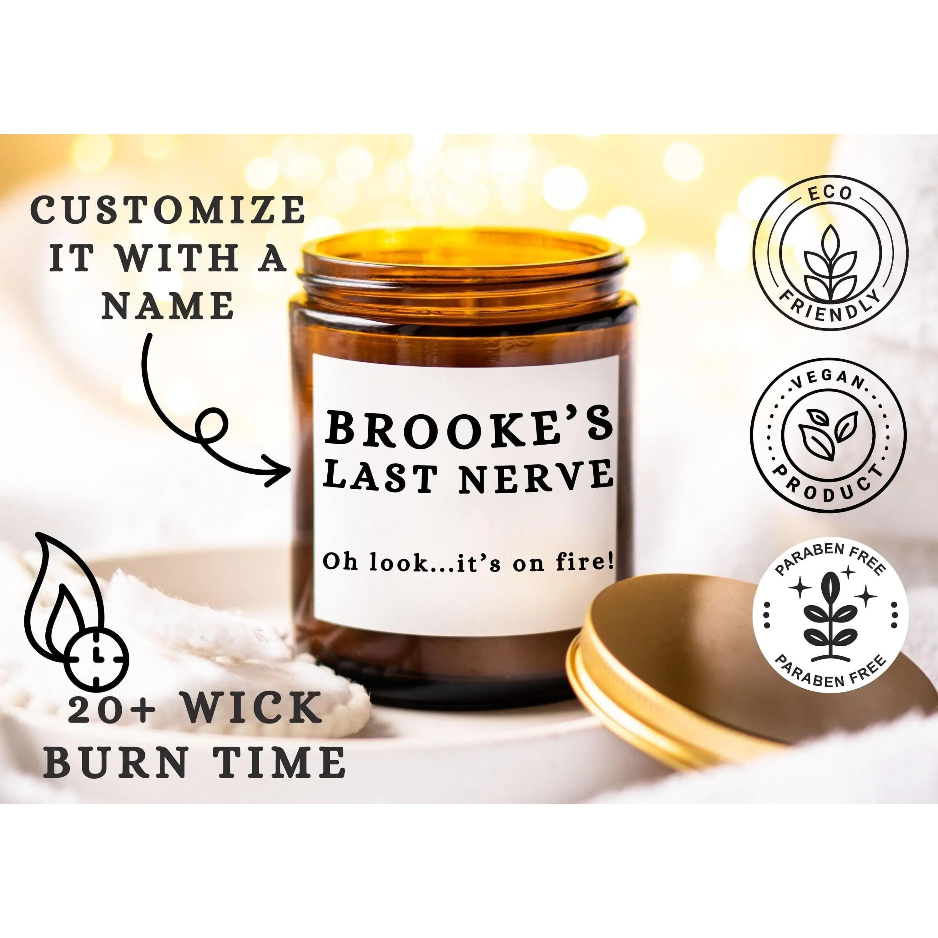 Last Nerve Candle, Funny Candle, Personalized Candle Gift, Custom Name Candle, Funny Gift, Last Nerve Gift, Mom Gift, BFF Gift, Gift for Her