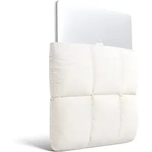 Puffy Laptop Sleeve 13 Inch 14 Inch Quilted Puffer Case for Women Compatible with MacBook Air Pro M5 M4 M3 M2 Pro Max 2026 13" Neo A18 Rice Design with Magnetic Closure and Fleece Lining